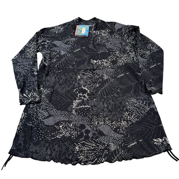 Coolibar UPF 50+ Women’s Tunic Top Black Floral Print Size XXL NWT - Picture 1 of 12